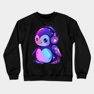 Cute Penguin With Headphones Crewneck Sweatshirt